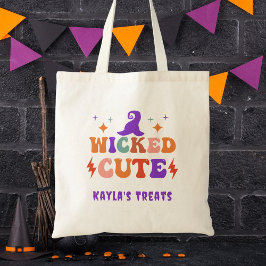Söt häxa Halloween-flickor barn knep eller behandl Tygkasse