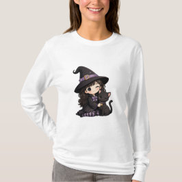 Söt häxa och svart katt t shirt