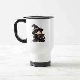 Söt häxa och svart katt trick or treat resemugg