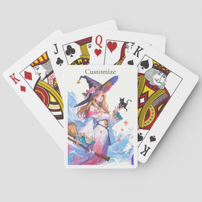 Söt häxa som håller svart katt Thunder_Cove  Casinokort (Baksidan)
