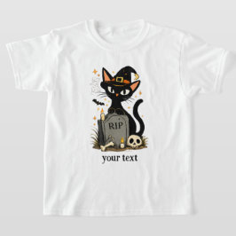 Söt Häxa Svart Katt Kyrkogård Halloween T Shirt