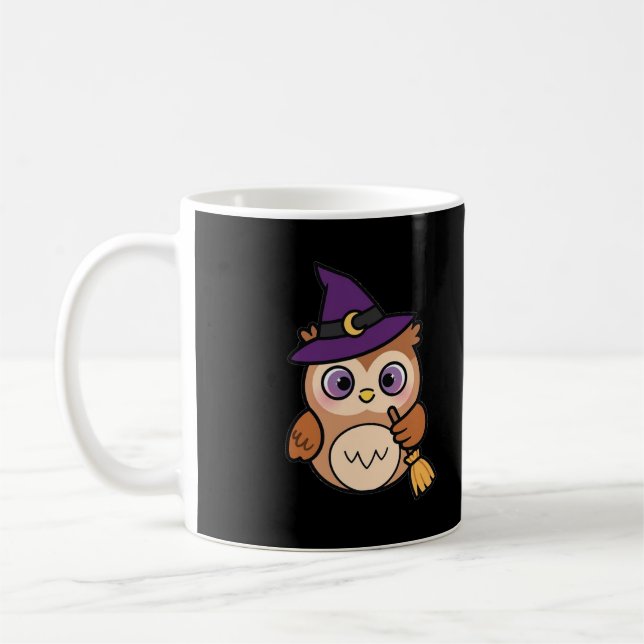 Söt häxa uggla Halloween Kaffemugg (Vänster)