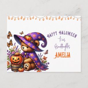 Söt Häxbjörn Barnbarn Halloween Helg Vykort