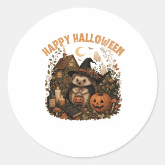 Söt Häxhaj Happy Halloween Cottagecore Runt Klistermärke