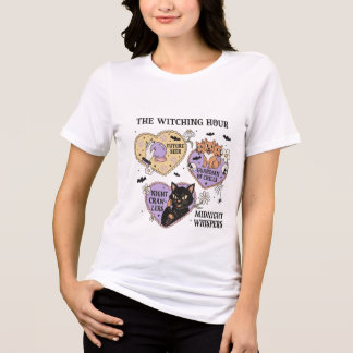 Söt häxig Halloween-illustration Dam-T-Shirt T Shirt