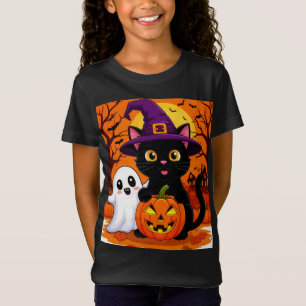 Söt häxkat med spökpumpa natt 🎃 t shirt