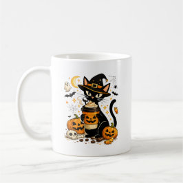 Söt Häxkatts Pumpa Kryddat Latte Halloween Kaffemugg