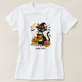 Söt Häxkatts Pumpa Kryddat Latte Halloween T Shirt