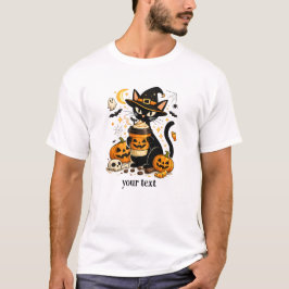 Söt Häxkatts Pumpa Kryddat Latte Halloween T Shirt