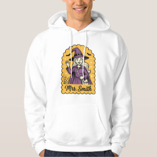 Söt Häxlärare Mrs Smith Vintage Halloween Des Hoodie