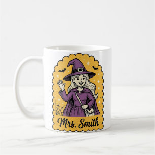 Söt Häxlärare Mrs Smith Vintage Halloween Des Kaffemugg