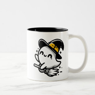 Söt Häxlik Andetag på Kvast Halloween Mugg Tvåsi