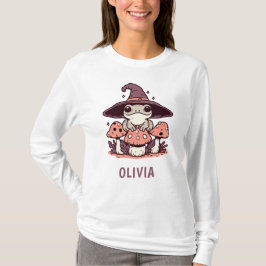 Söt Häxlik Frosk på Svampar T Shirt