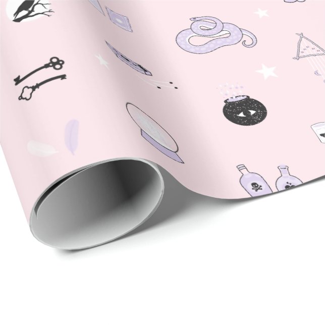 Söt Häxlik Skräckinjagande Födelsedagspresentpappe Presentpapper (Rullad Hörn)