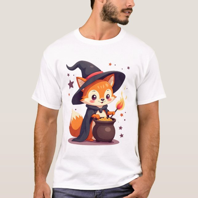 Söt häxräv � Magisk Halloween-djurs tee (Framsida)