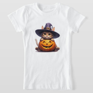 Söt häxunge hållande Jack O Lantern 🎃 T Shirt