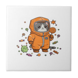 Söt Hazmat Katt Halloween Godis Monster Kul Överst Kakelplatta