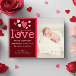 Söt Hearts Baby-födelsekort för födelseattentat Inbjudningar