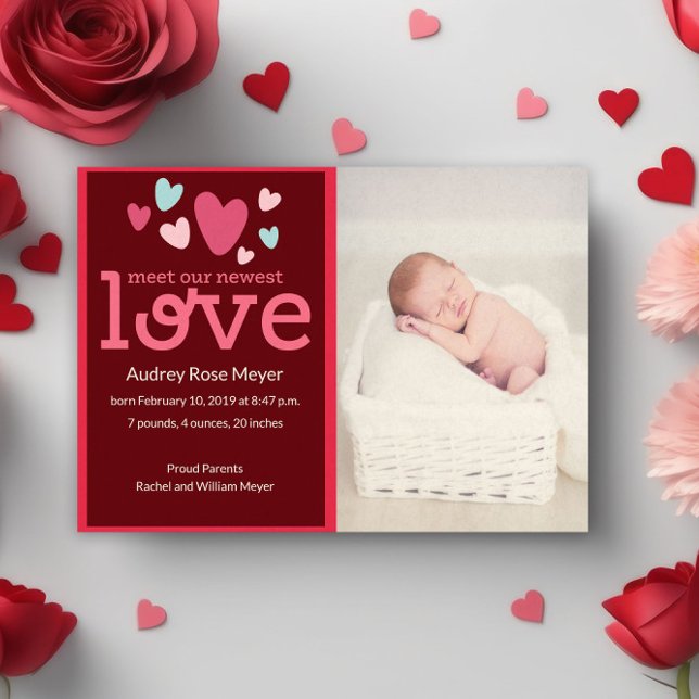 Söt Hearts Baby-födelsekort för födelseattentat Inbjudningar (Skapare uppladdad)