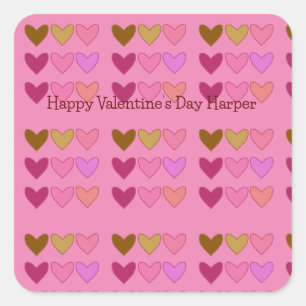 Söt Hearts Colorful Valentine Day Fyrkantigt Klistermärke
