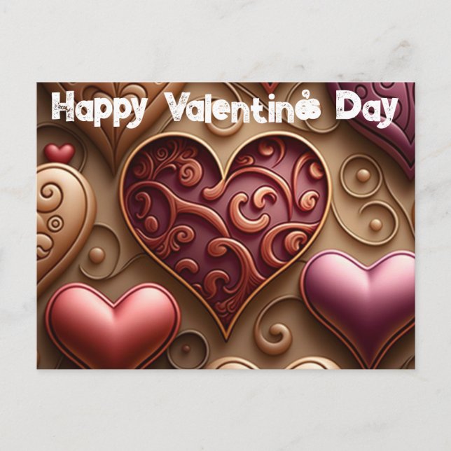 Söt Hearts Valentine Day Postcard Helg Vykort (Framsida)