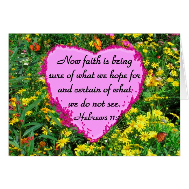 SÖT HEBREWS 11:1 BLOMMIGT DESIGN OBS KORT (Framsidan Horizontal)