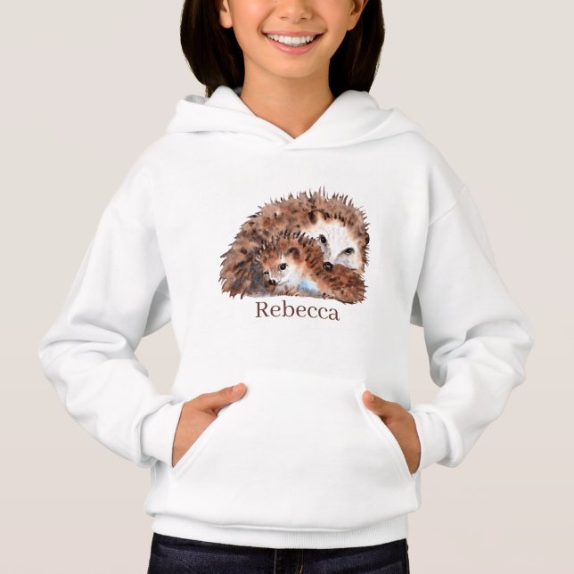 Söt hedgehog älskare add namn Hoodie T Shirt (Framsida)