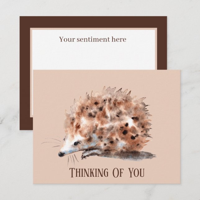 Söt hedgehog älskare lägger till känslor och tror  anteckningskort (Fram/baksida)