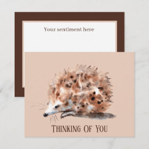 Söt hedgehog älskare lägger till känslor och tror anteckningskort