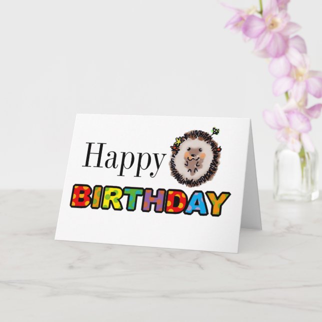 Söt hedgehog grattis på födelsedagen-kort kort (Orkide)