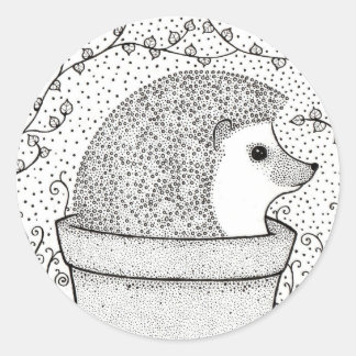 Söt Hedgehog Sticker Runt Klistermärke