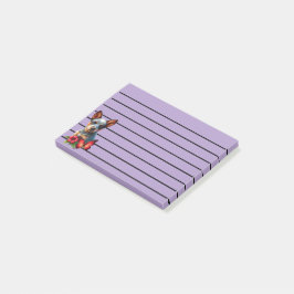Söt Heeler-valp med fjäril och blomma Post-it Block
