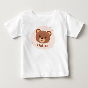Söt "Hej" Nallebjörn Illustration Barn T-Shirt