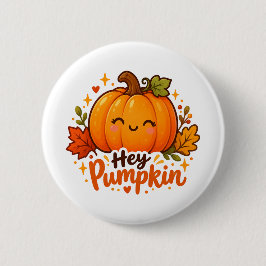 Söt Hej Pumpa Höst Halloween Knapp