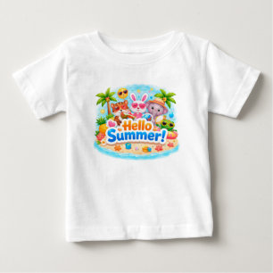 Söt Hej Sommar Strand Djur Design T Shirt