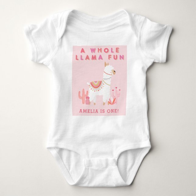 Söt hel lamma kul rosa 1-års födelsedag t shirt (Framsida)