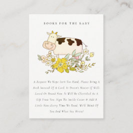 Söt Heliga Ko Gård Blommiga Böcker För Baby Shower Tilläggskort