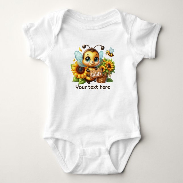 Söt hello baby bee anpassningsbar t shirt (Framsida)