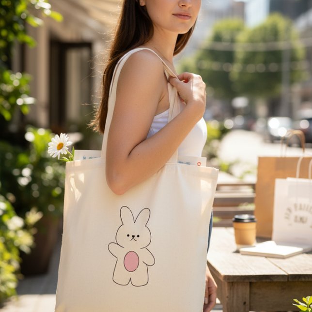 Söt Hello Bunny Minimalistisk Handväskor Tygkasse (Skapare uppladdad)