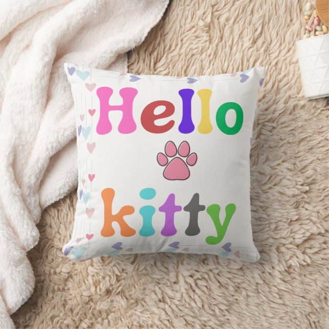 Söt Hello Kitty-inspirerad kudde (Filt)