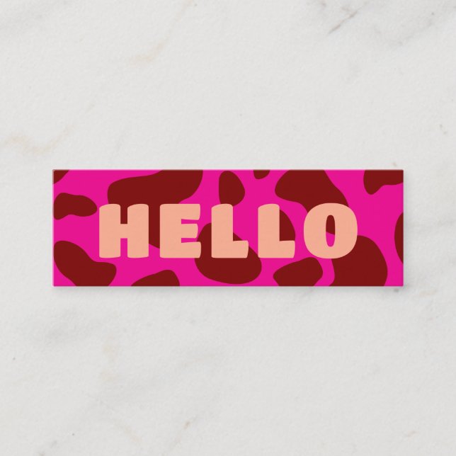 Söt HELLO Ko Print Burgunder Persika och Varma Ros Mini Visitkort (Framsida)