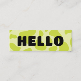 Söt HELLO Ko Print Svart Salvia och Limegrön Mini Visitkort