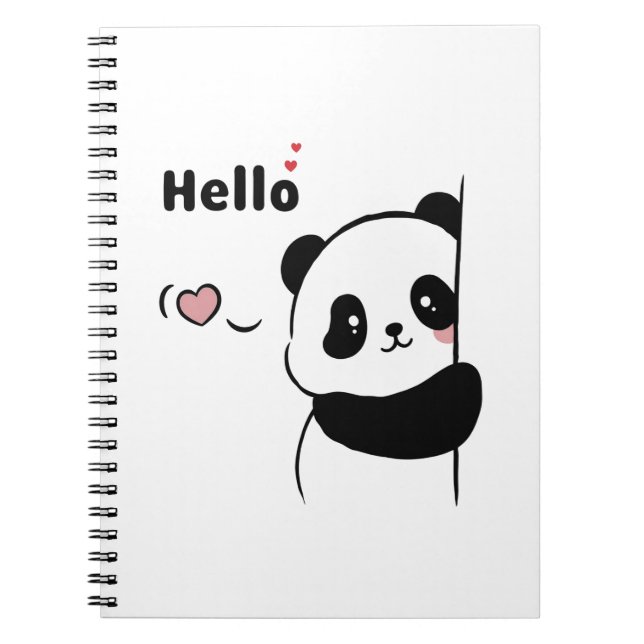 Söt Hello Panda Anteckningsbok (Framsidan)