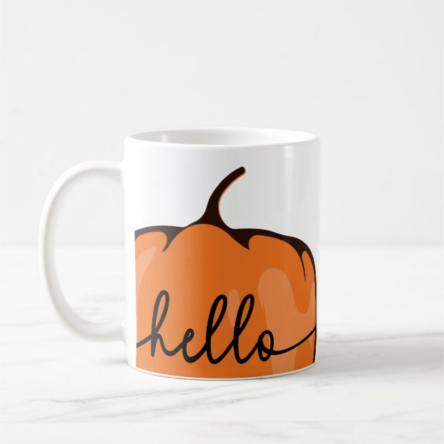 Söt Hello Pumpkin-skrift Höst Stor Kaffemugg (Vänster)