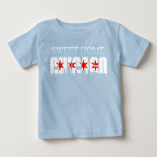 Söt hem- Chicago flaggahorisont Tee Shirt (Framsida)