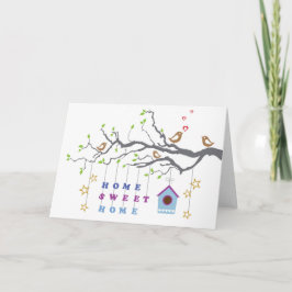 Söt hem-flytta i par-hälsningskort kort