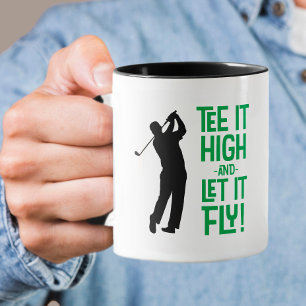 Söt herr golftee Rolig humor sport svart grön Mugg