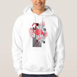 Söt herr hoodie med röd flamingo-mönster - Tropisk