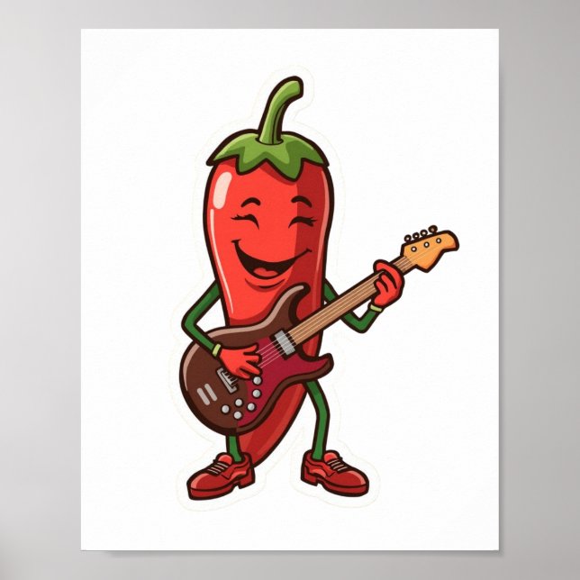 Söt het chilipeppar som spelar elgitarr  poster (Framsidan)