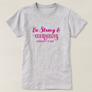 Söt het rosa stark och modig enkel grå t shirt